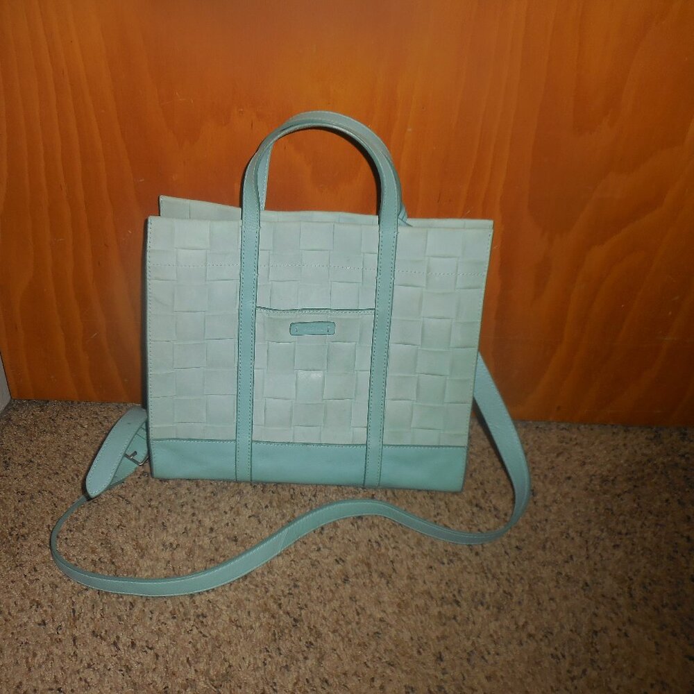 Fossil Mint Green Woven Tote Crossbody